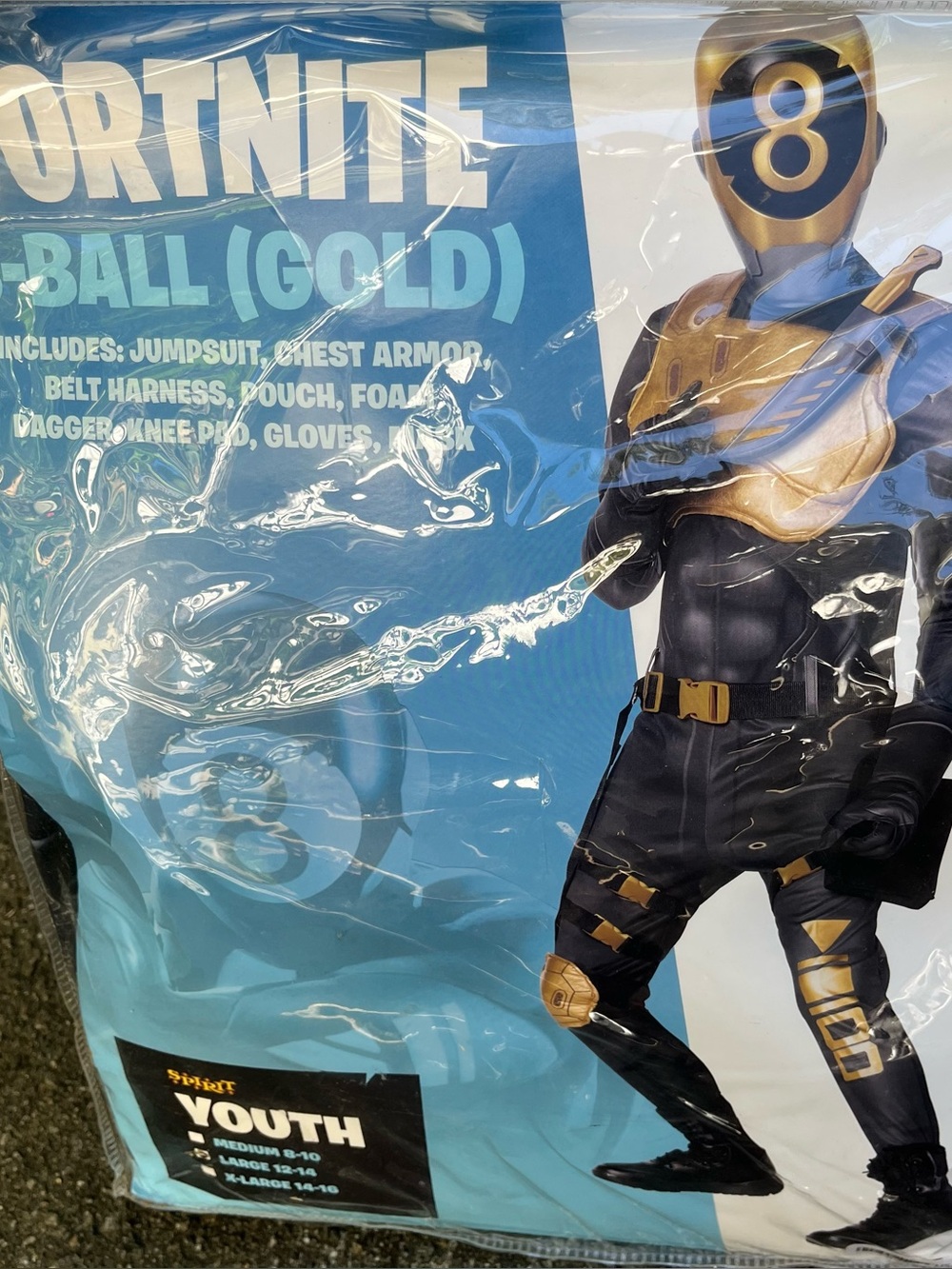 Fortnite 8 ball gold costume boys youth large 12/14